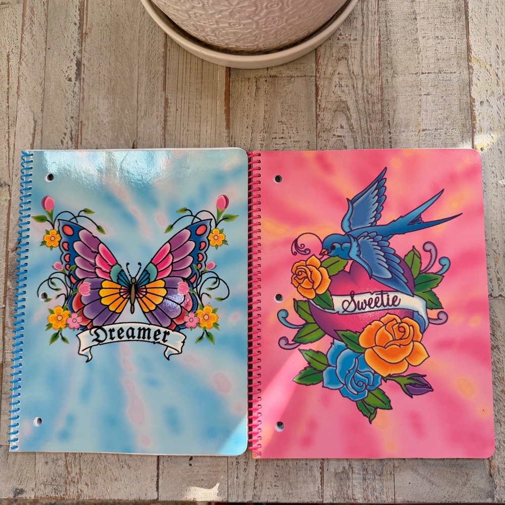 Y2K Vintage Sweet Art Set of 2 Tattoo Art Notebook Stationary Dreamer Sweetie